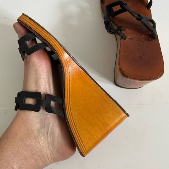 STEPHANE KELIAN ✨ leather Greek key woven wooden wedge sandals | sz 39 - Picture 4 of 8